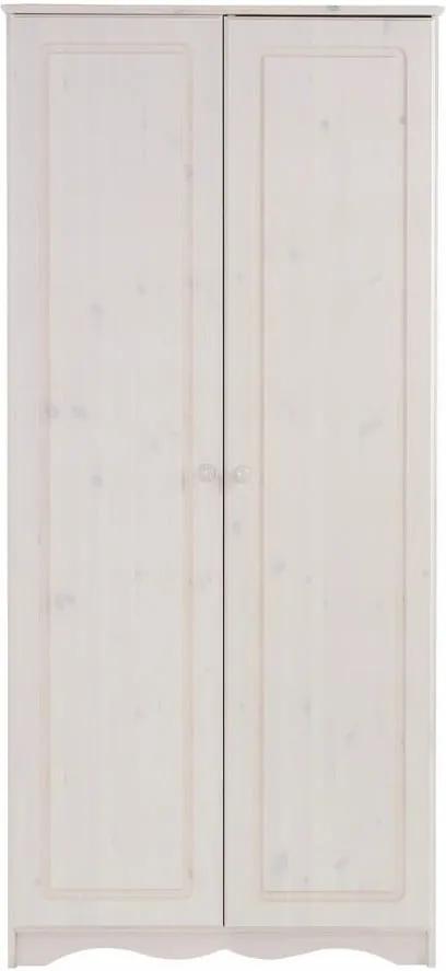 Biela dvojdverová šatníková skriňa z masívneho borovicového dreva Støraa Amanda