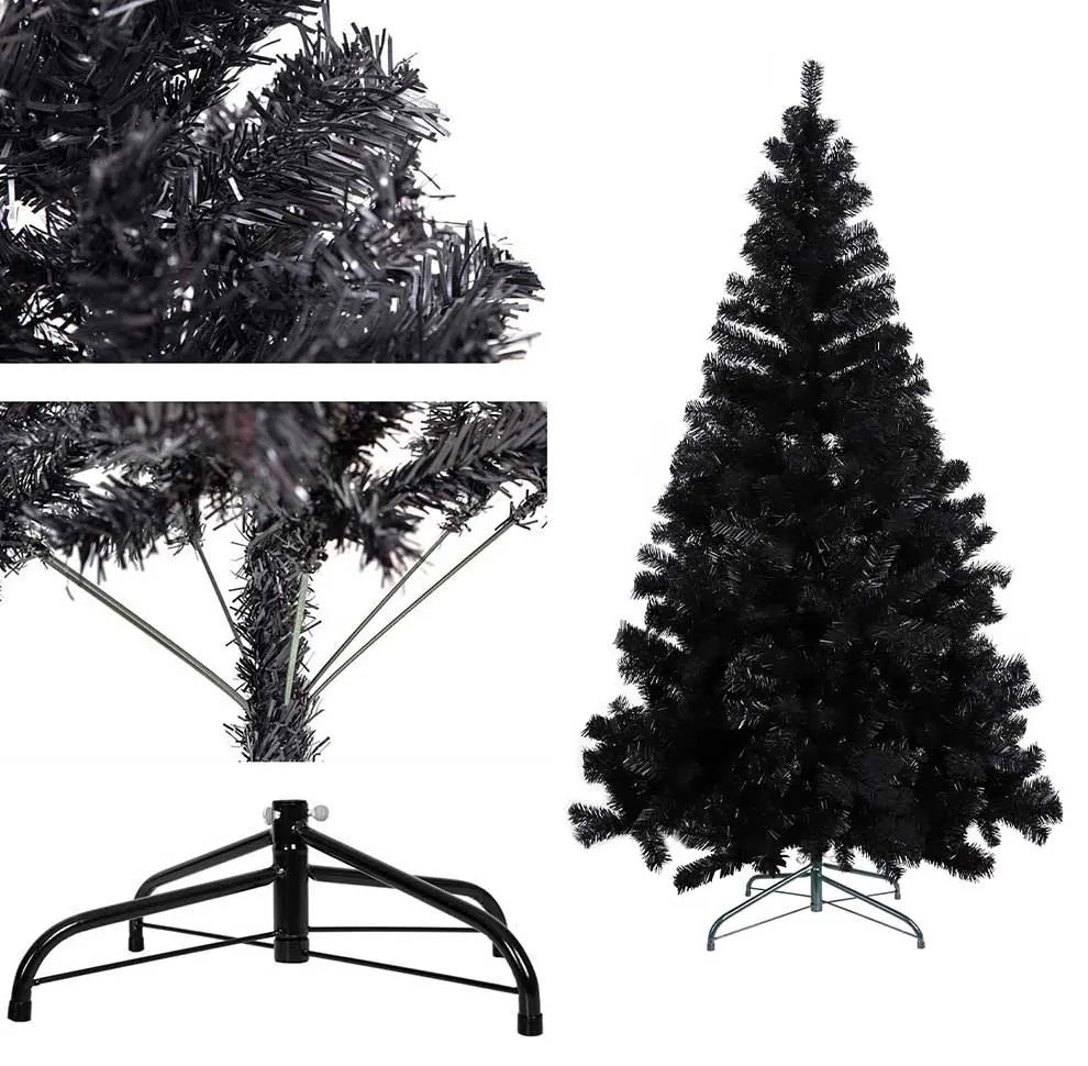 Čierny umelý vianočný stromček, 210 cm 1000 vetiev