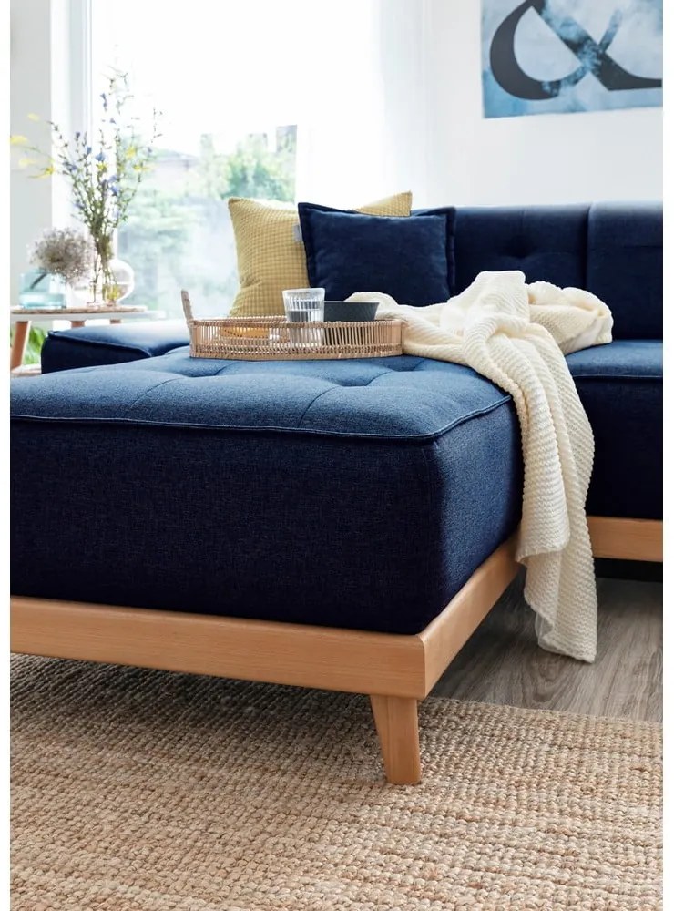 Námorníckymodrá rozkladacia pohovka do "U" Miuform Dazzling Daisy, pravý roh