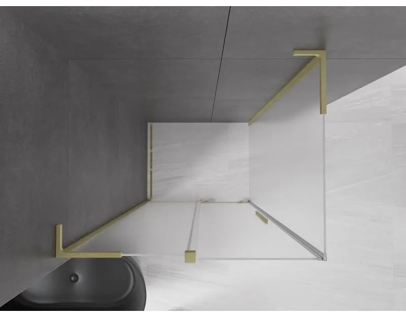 Mexen Velar L, sprchový kút s posuvnými dverami 120 x 90 cm, 8mm sklo námraza, zlatá matná, 871-120-090-33-55