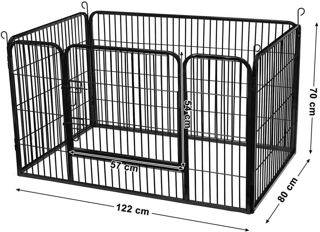 FEANDREA Ohrádka pre šteňatá čierna 4 diely 122 x 70 x 80 cm