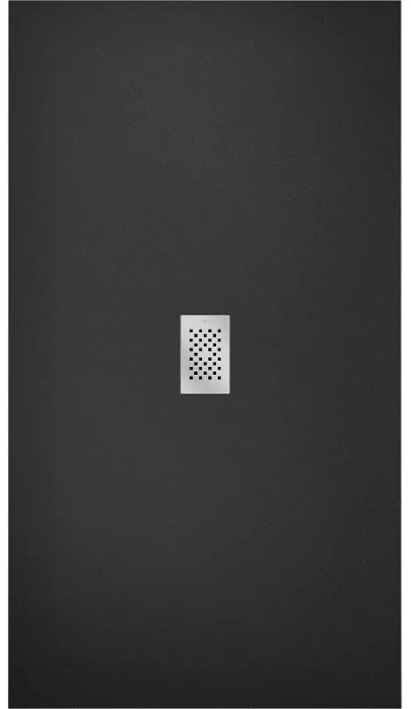 Mexen Hugo, obdĺžniková sprchová vanička SMC 160 x 100 cm, čierna, oceľová krytka, 42701016-X