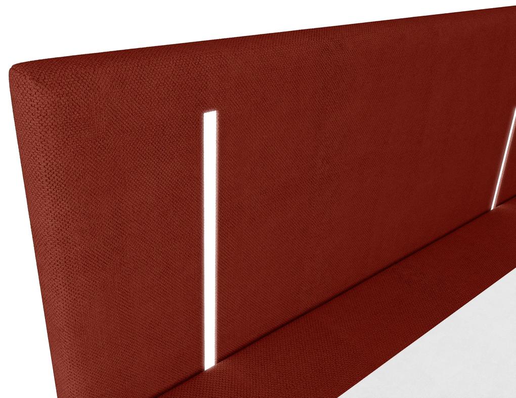Manželská posteľ 160 cm Ortega Comfort (červená) (s roštom a matracom, s úl. priestorom) (s LED osvetlením). Vlastná spoľahlivá doprava až k Vám domov. 1082728