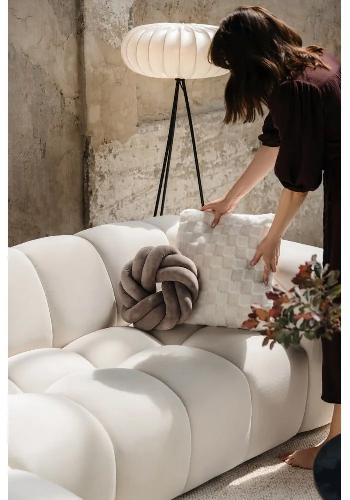 Krémová zamatová rohová pohovka (ľavý roh/s leňoškou) Cube – Bonami Selection