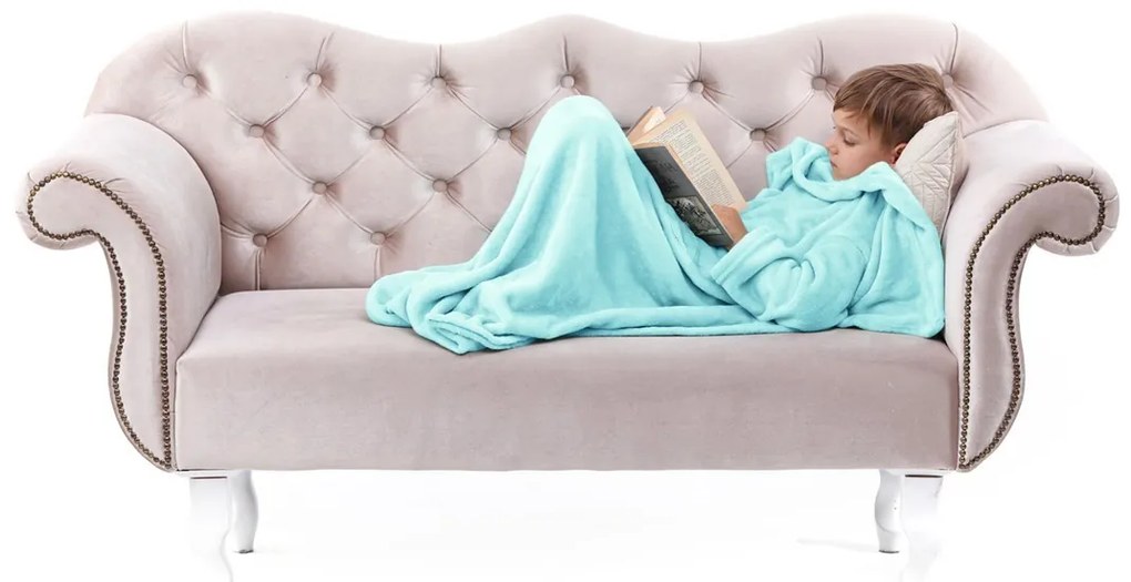 Detská deka s rukávmi DecoKing Lazy tyrkysová