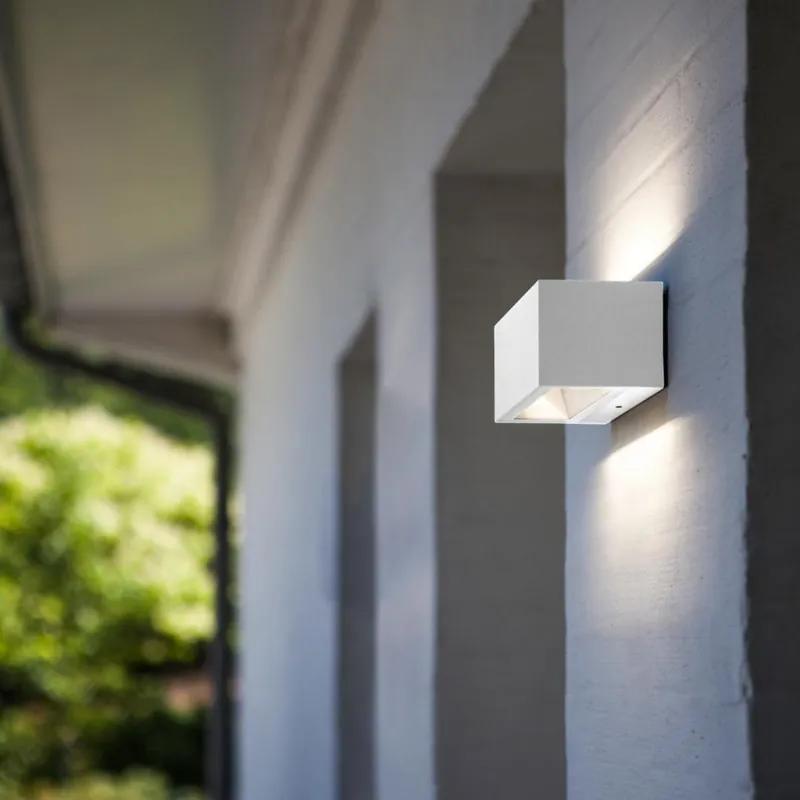 LUTEC Vonkajšie nástenné LED svietidlo GEMINI, 10,5 W, denné biele svetlo, IP54, biela