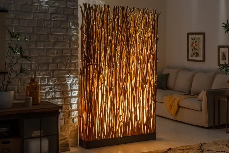 Stojacia lampa Natural Paravent 180cm natural longan wood
