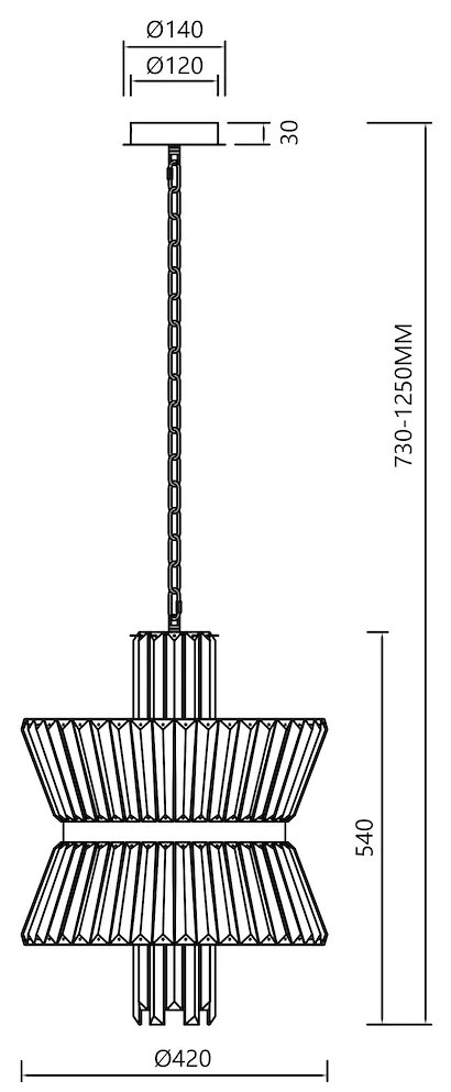 EUlight Luster Aurelia, 1x krištáľové/chrómové kovové tienidlo, (fi 42cm), ch
