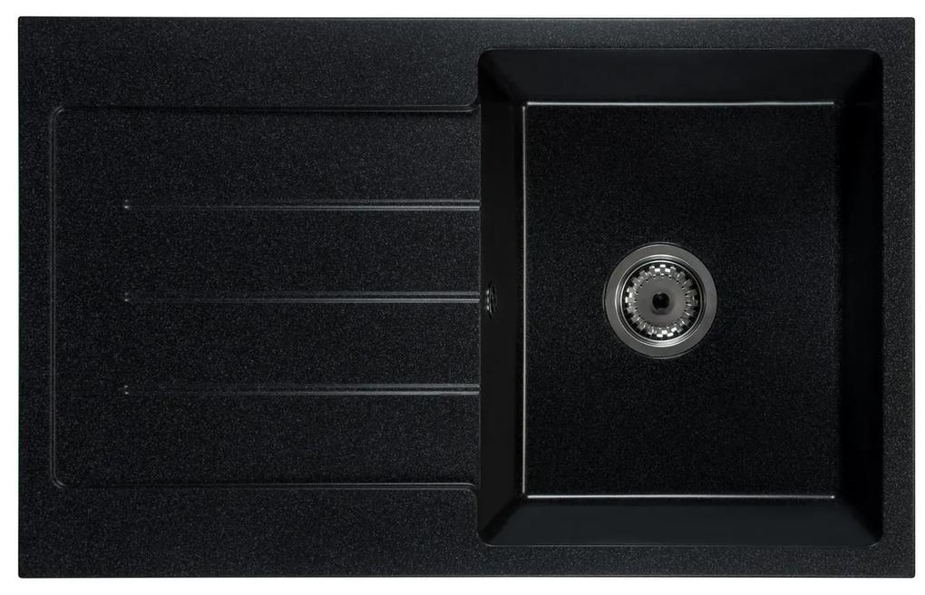Kuchynský drez Ruxom (čierna + textúra) (s 3 otvormi pre batériu) (L). Vlastná spoľahlivá doprava až k Vám domov. 1066424