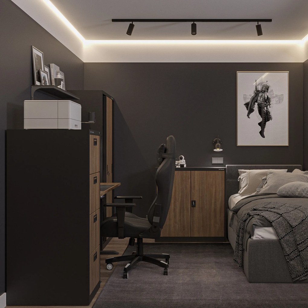 Skrinka na dokumenty, nízka, antracitová/orechová, 900x930x400 mm: BEATA Eco Design