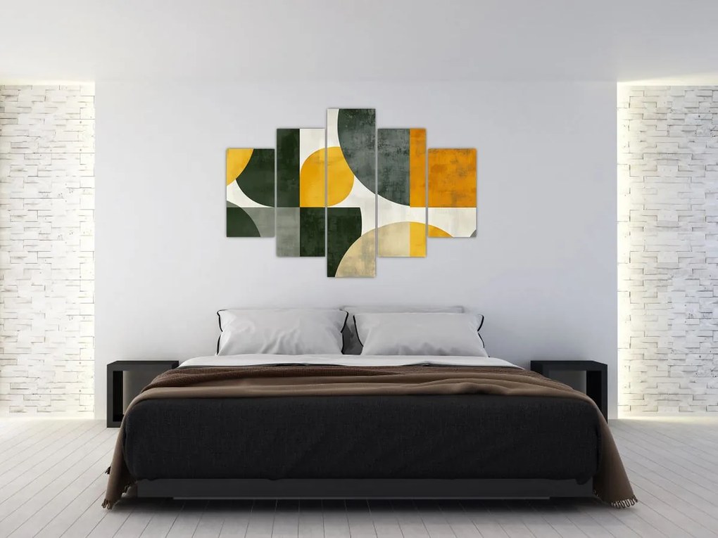 Obraz - Abstrakcia v olivovej farbe (150x105 cm)
