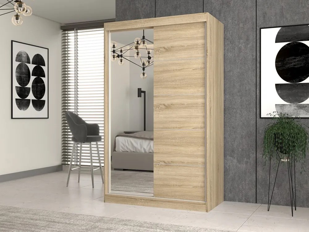 Šatní skříň Iga 120 cm se zrcadlem dub Sonoma