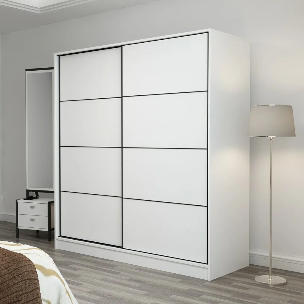 Šatníková skriňa Linea s dostatkom úložného priestoru 190 x 180 x 52 cm, biela