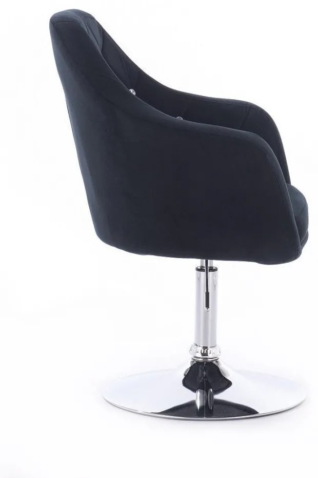 LuxuryForm DESIGN Kreslo ROMA VELUR na striebornom tanieri - čierne
