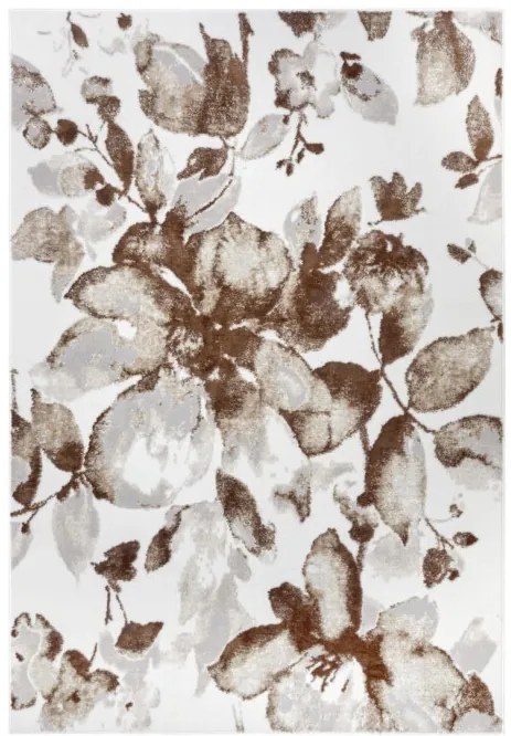 Koberec Hanse Home Shine Floral biely / hnedý