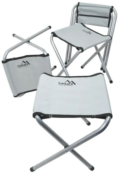 Skladací kempingový stôl + 4x stolička biela/chróm