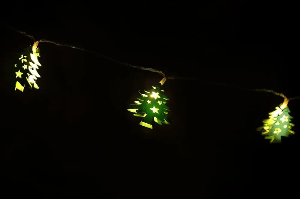 HOLZ Vianočná dekoratívna reťaz - zelené stromčeky - 10 LED