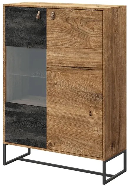 Vitrína DAKO 93cm s LED osvetlením, dub rebrový