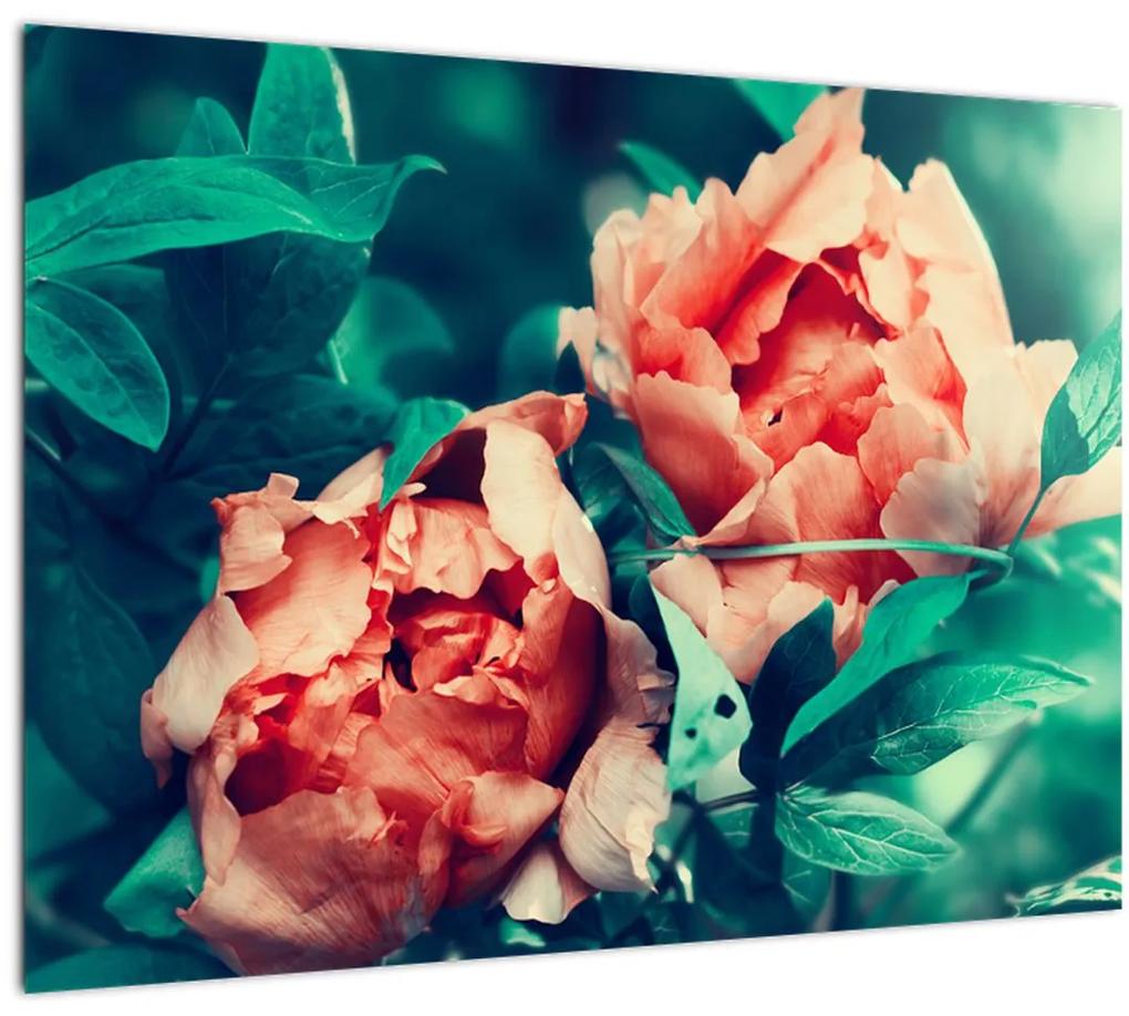 Sklenený obraz jarných kvetov (70x50 cm)