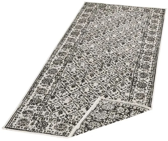 NORTHRUGS - Hanse Home koberce Kusový koberec Twin-Wendeteppiche 103113 schwarz creme – na von aj na doma - 80x350 cm