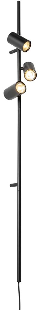 Nástenná lampa čierna s nožným spínačom 3 svetiel - Jeana Luxe