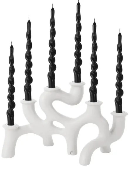 Biely polyresinový svietnik Swirls - PT LIVING