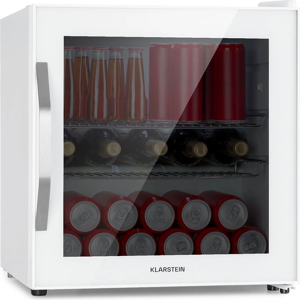 Klarstein Beersafe L Quartz, chladnička, 47 l, 2 police, sklenené panoramatické dvierka, biela