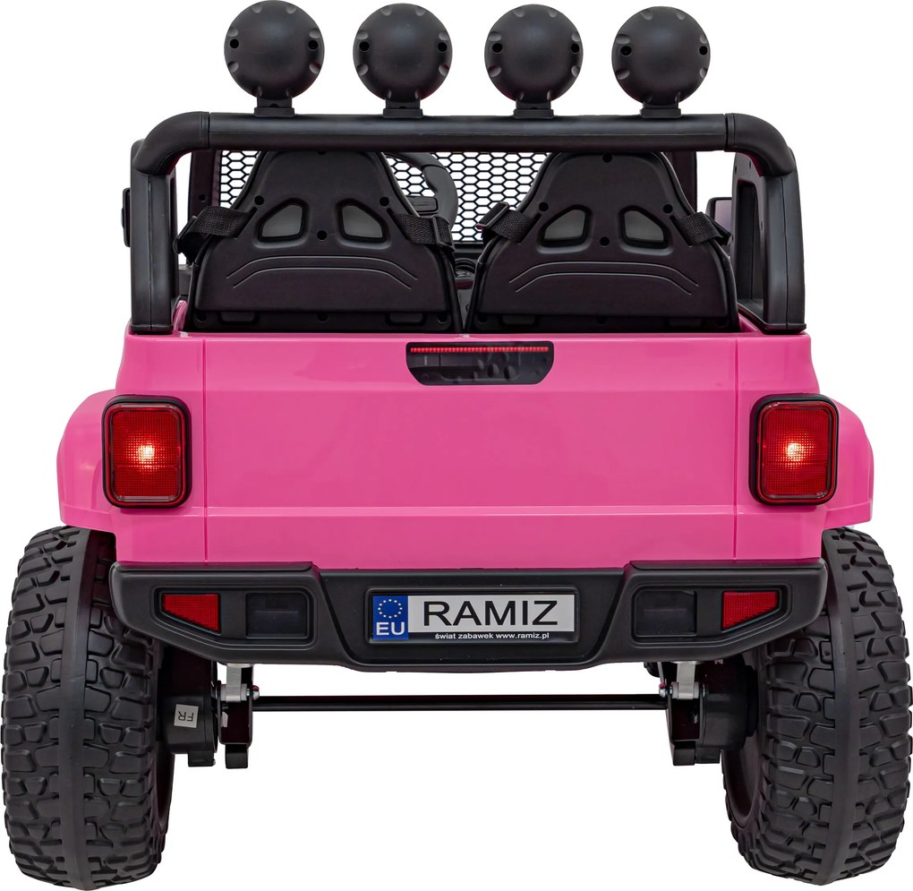 Ramiz Terénne auto OFF-ROAD 3.0 pre deti ružové + diaľkové ovládanie + pomalý štart + pásy + LED a zvuky