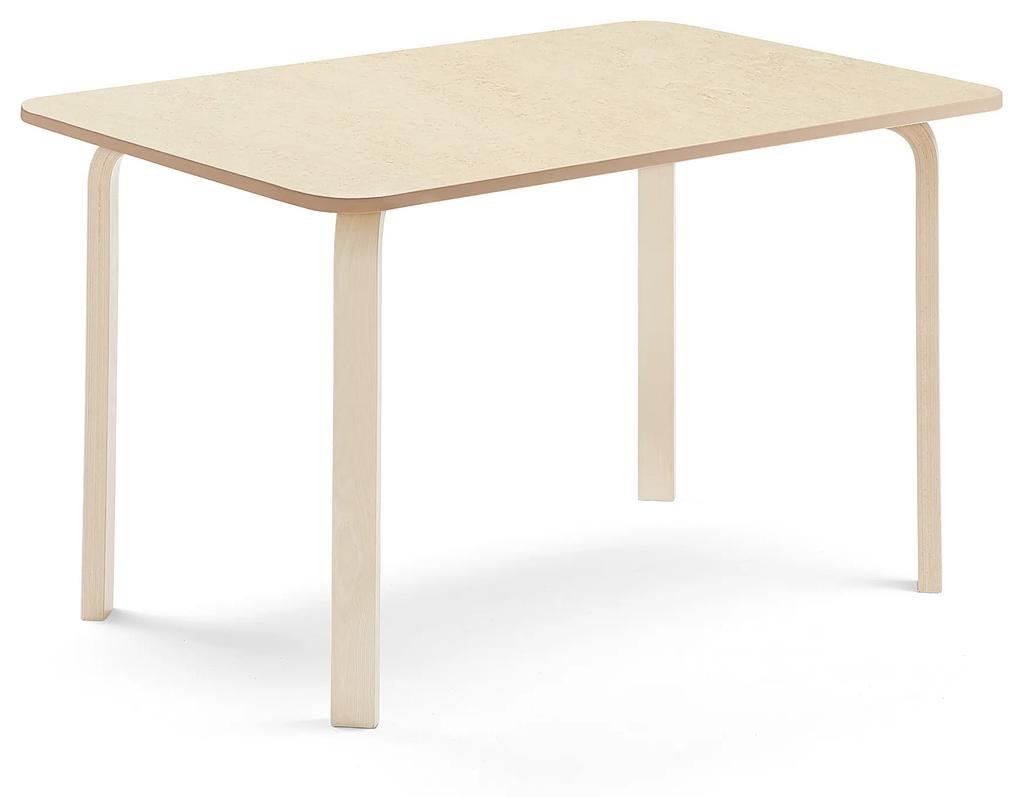 Stôl ELTON, 1400x700x710 mm, linoleum - béžová, breza