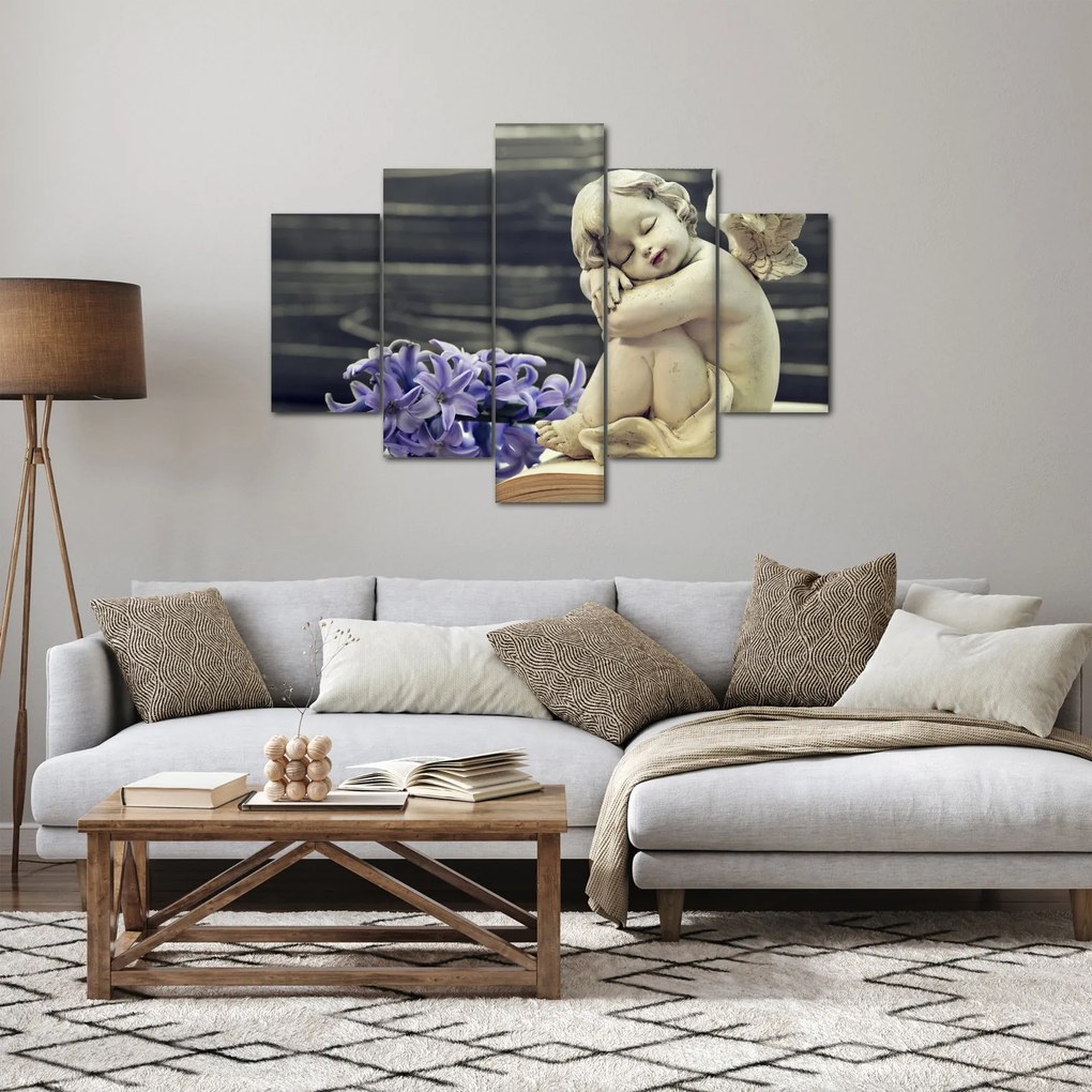 Obraz anjelika s kvetinou (150x105 cm)