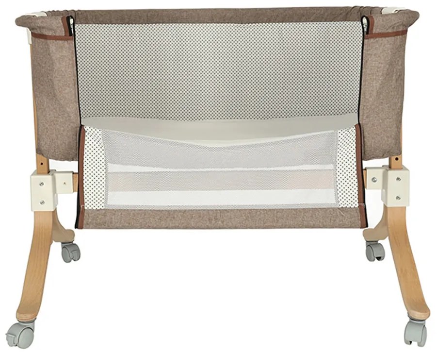 KIK Detská postieľka, drevená postieľka na kolieskach detská posteľ hnedá