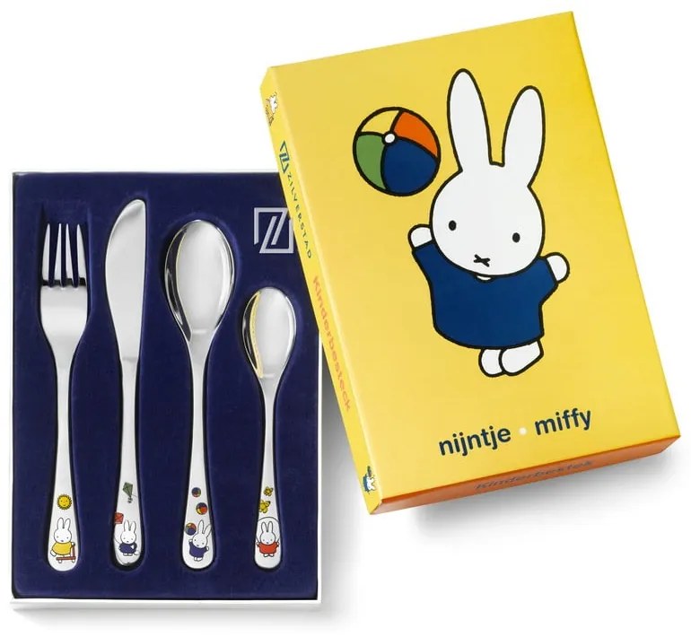 Antikoro detský príbor v striebornej farbe 4 ks Miffy – Zilverstad