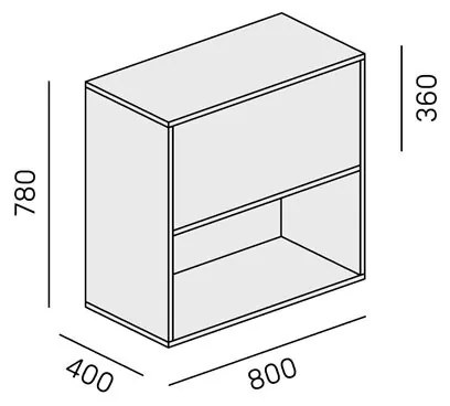 PLAN Kancelársky policový regál LAYERS, krátky, 1 box, 800 x 400 x 777, dub prírodný / dub morený