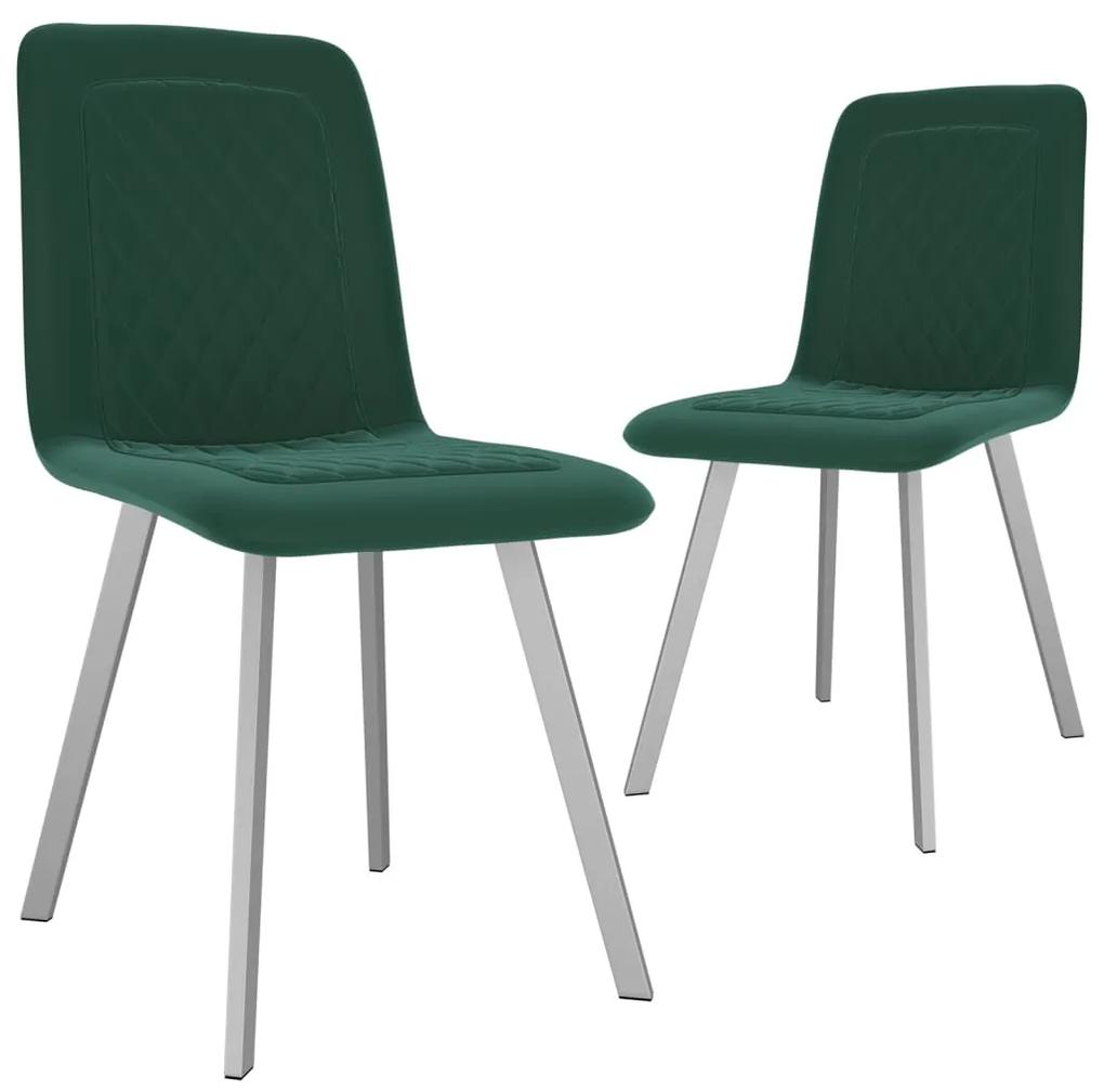 vidaXL Jedálenské stoličky 2 ks, zelené, zamat