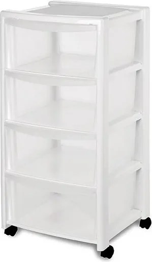 STEFANPLAST Úložný regál Libera, 4 zásuvky, biely
