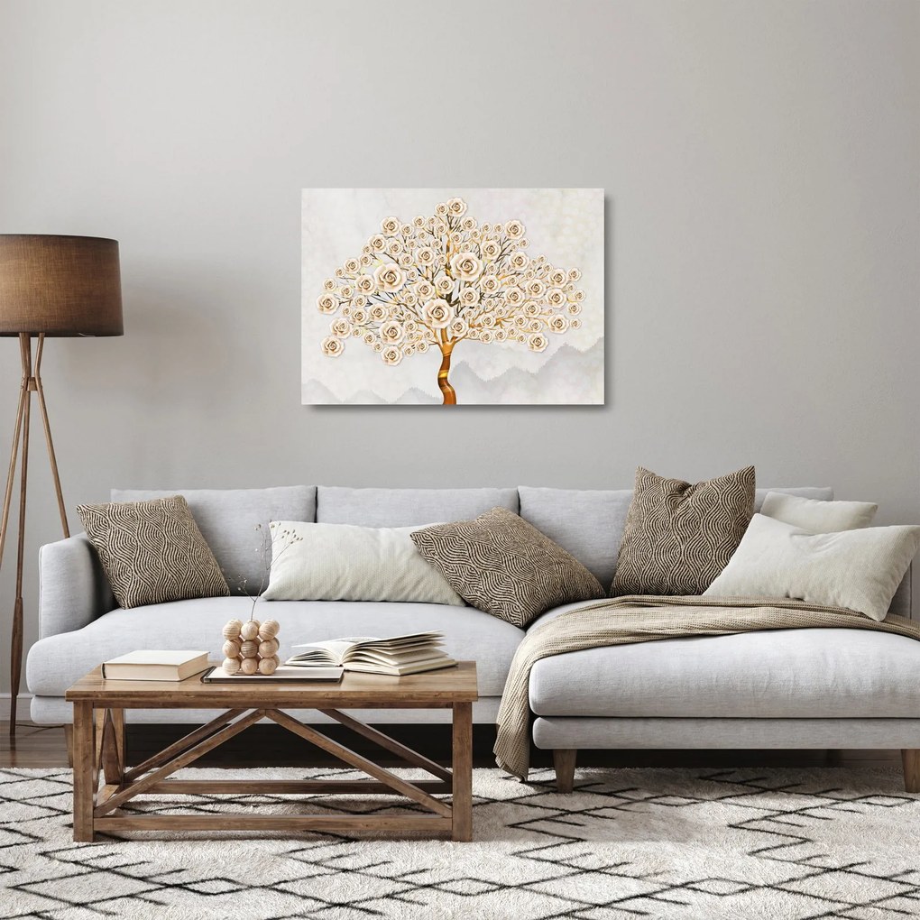 Sklenený obraz kvetinového stromu (70x50 cm)