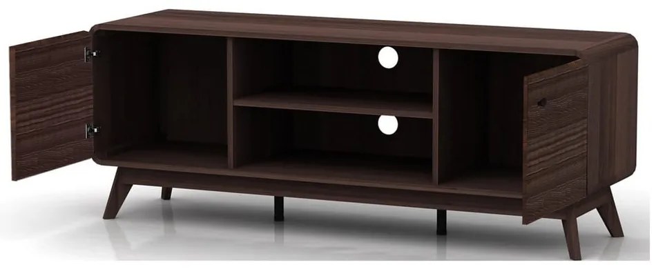 Hnedý TV stolík v dekore orecha 140x53 cm Caitlin – Støraa