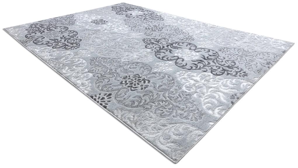 Moderný MEFE koberec   8734 Ornamenty-Štrukturálny, dve vrstvy rúna sivá
