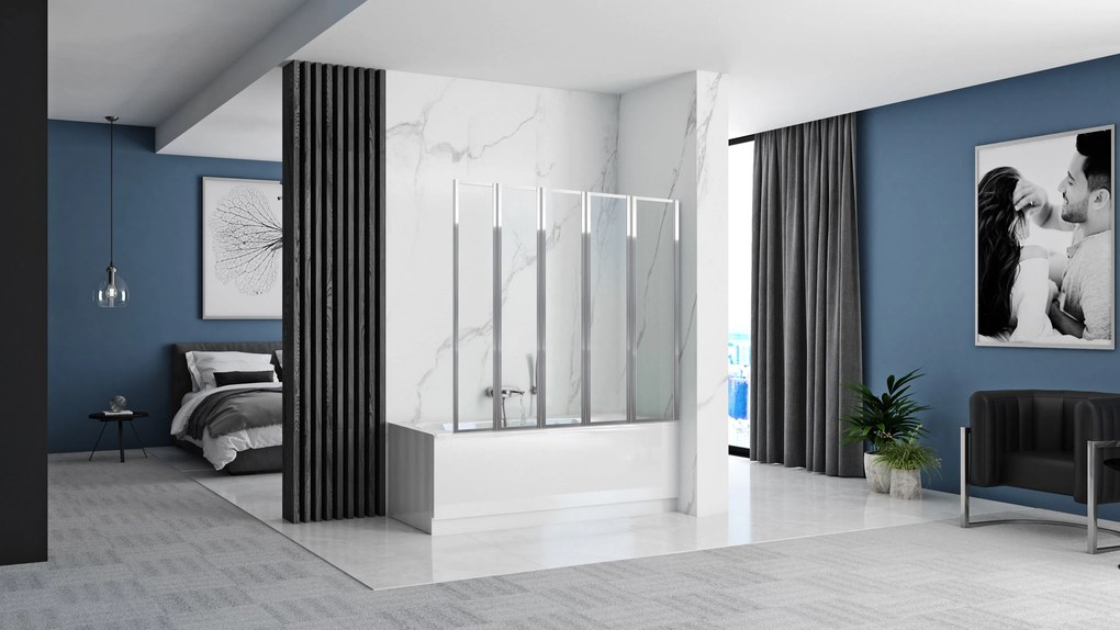 Vaňová zástena REA IDEA 120 cm, chróm/transparent