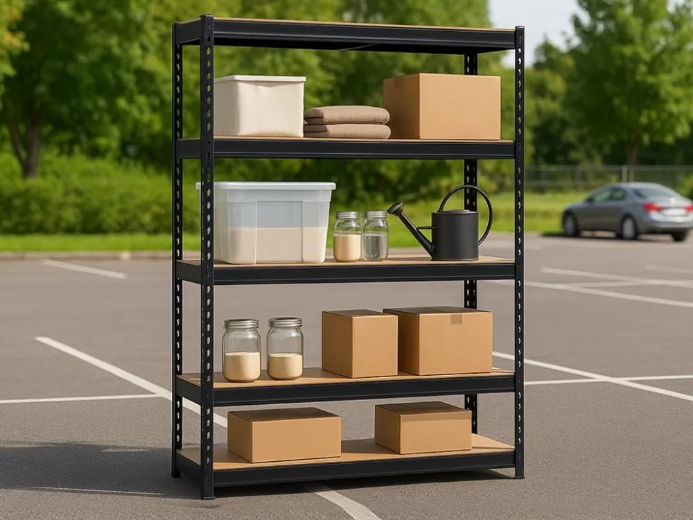 Akcia 5x Regál 216x180x50 cm profesionálny 5-policový, nosnosť 1500 kg - čierny