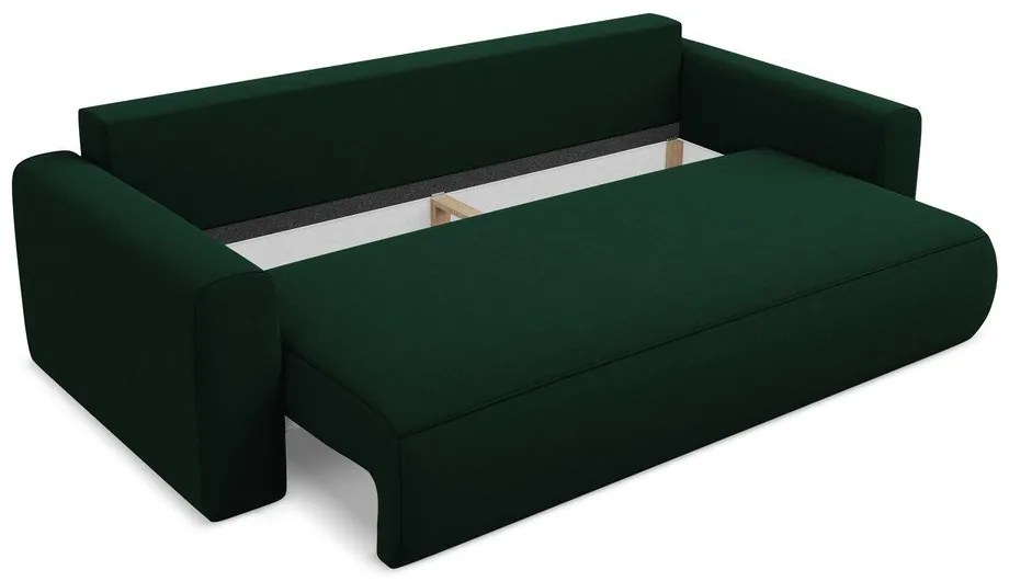 Zelená zamatová rozkladacia/s úložným priestorom pohovka 238 cm Kapua – Makamii