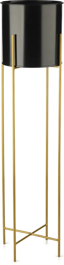 KOVOVÝ KVETINÁČ SO STOJANOM GLAMOUR 95X24 CM ČIERNA/ZLATÁ