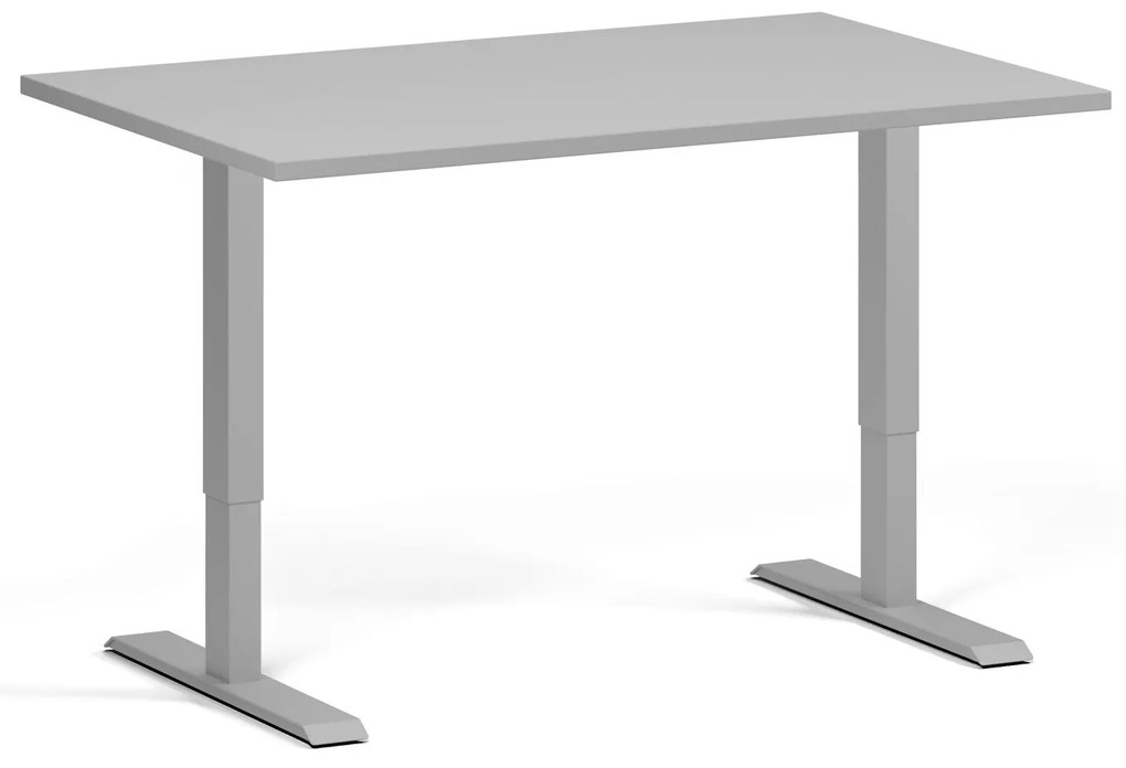 Výškovo nastaviteľný stôl, 120x80 cm, 1 motor, sivá podnož, sivá