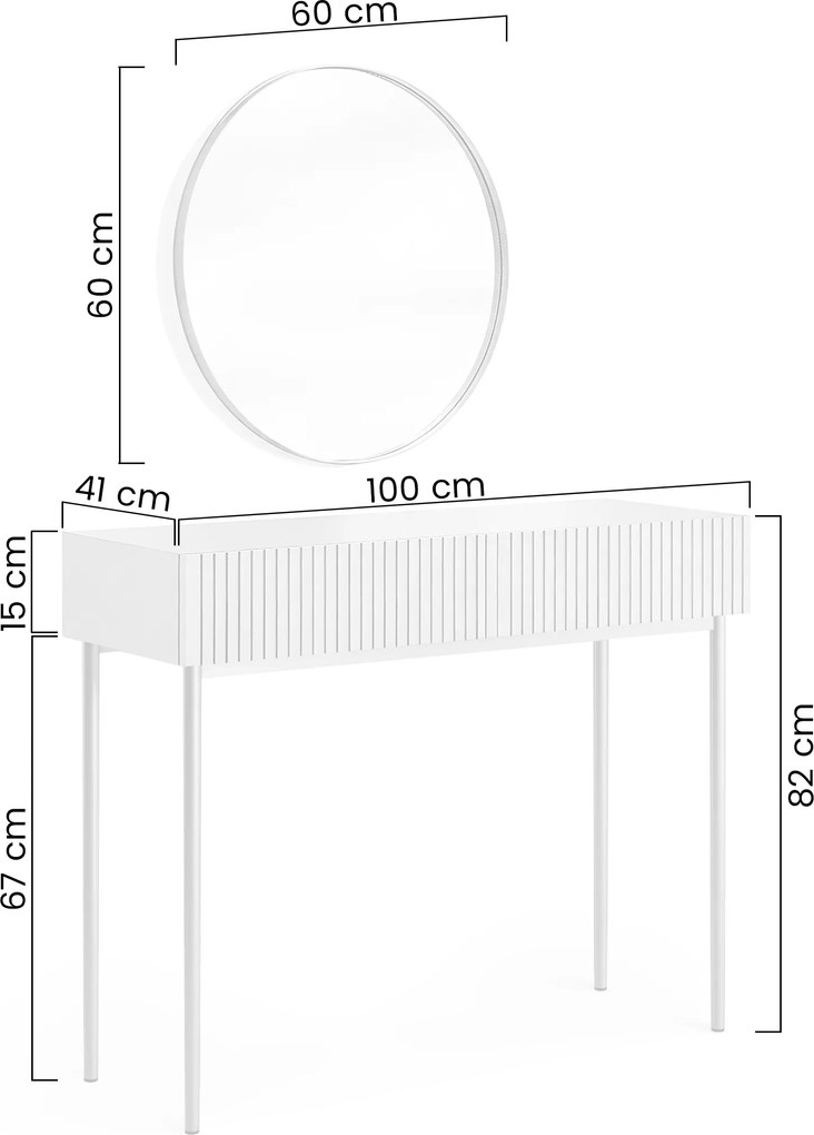 Toaletný stolík Nicole so zrkadlom 60 cm - čierny mat / zlatá