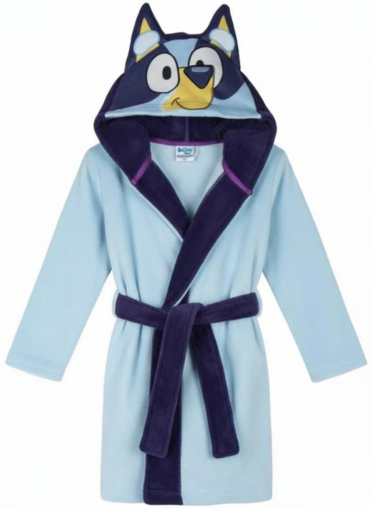 Detský coral fleece župan Bluey s kapucňou a uškami, EU 116