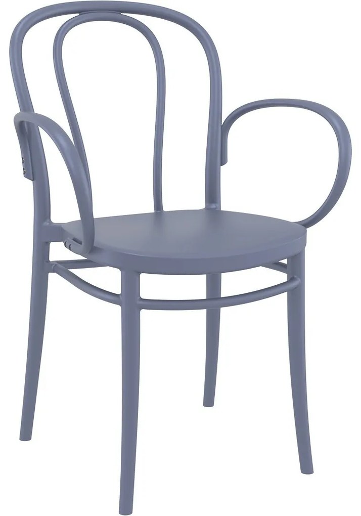 VICTOR XL záhradná stolička s podrúčkami dark grey