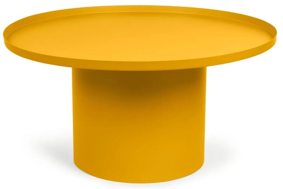 Kovový okrúhly konferenčný stolík v horčicovej farbe ø 72 cm Fleksa – Kave Home