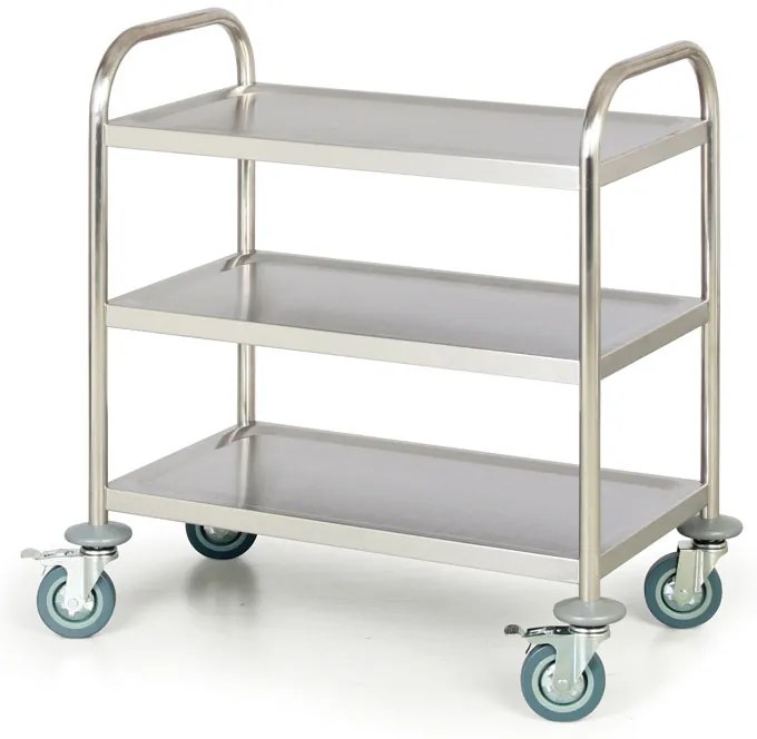 Nerezový policový vozík, 3 police, 680 x 380 mm