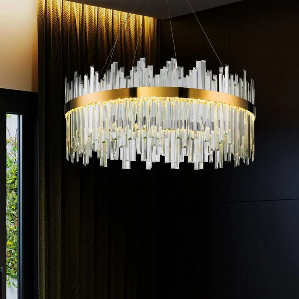 Toolight Toolight, LED krištáľové stropné svietidlo 60cm, APP1515-CP60, zlatá matná, OSW-03263