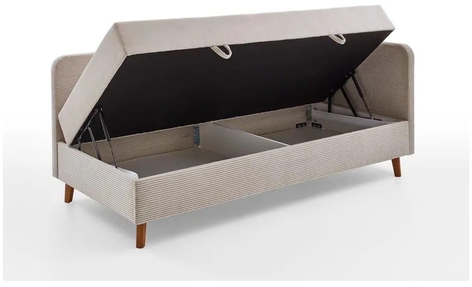 Béžová čalúnená jednolôžková posteľ s úložným priestorom 90x200 cm Cabana – Meise Möbel
